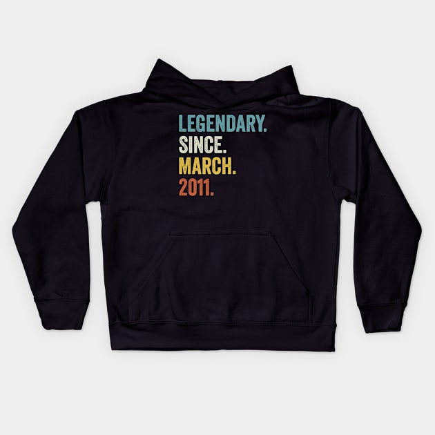 Legendary Since March 2011 11th Birthday Kids Hoodie by tobzz